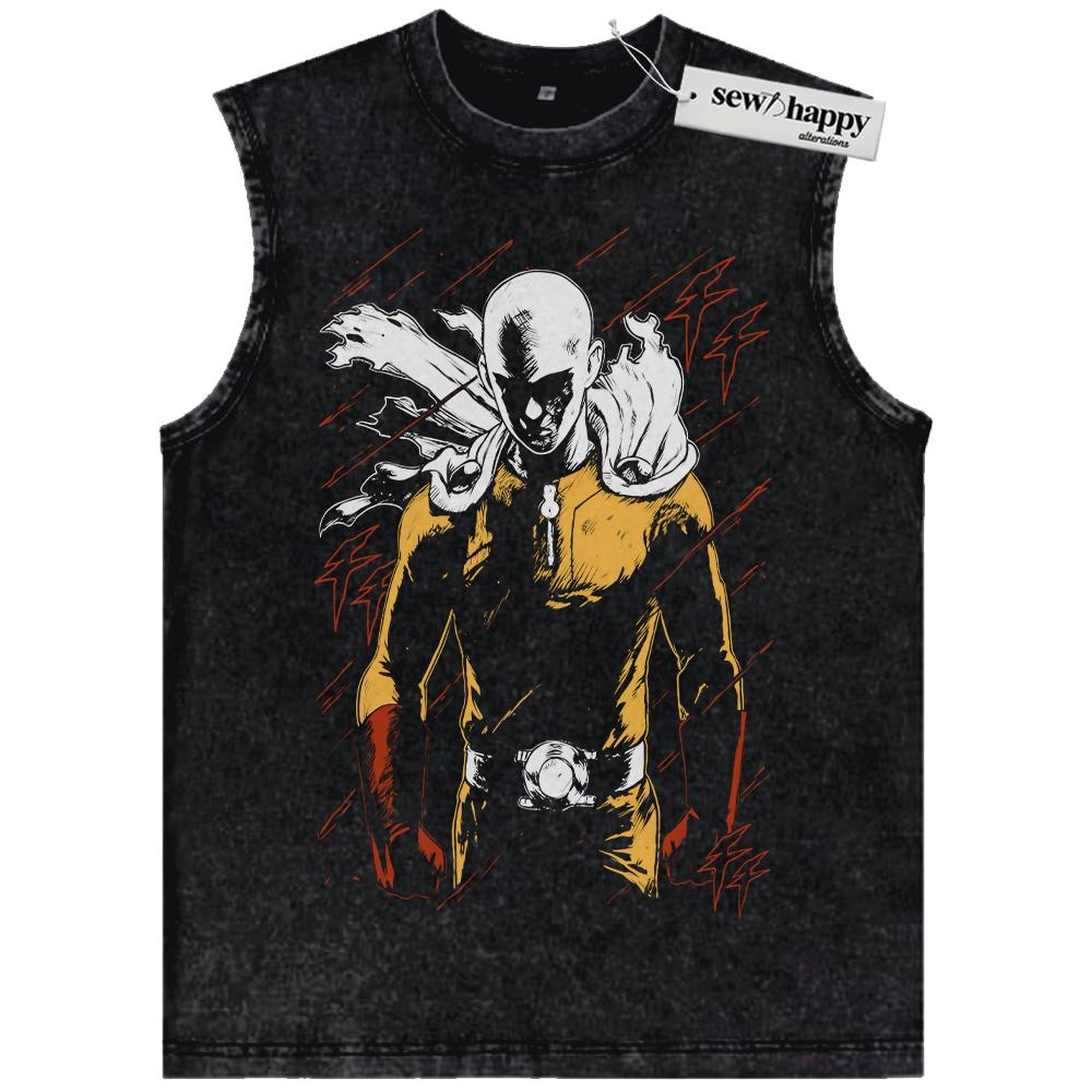 Wash Tank Top Saitama Tank Top, One Punch Man Tank Top, Anime Tank Top, Vintage Tank Top