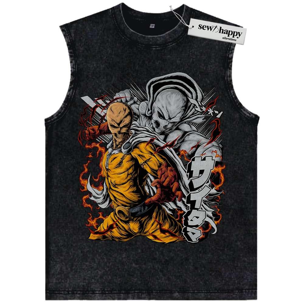 Wash Tank Top Saitama Tank Top, One Punch Man Tank Top, Anime Tank Top, Vintage Tank Top