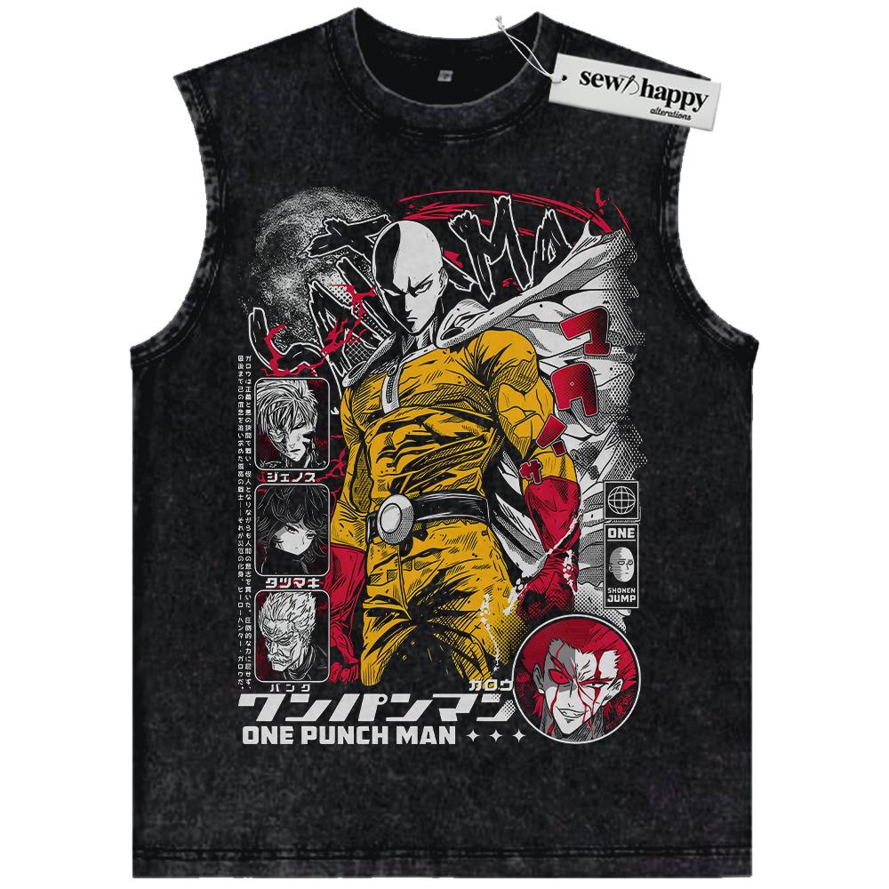 Wash Tank Top Saitama Tank Top, One Punch Man Tank Top, Anime Tank Top, Vintage Tank Top