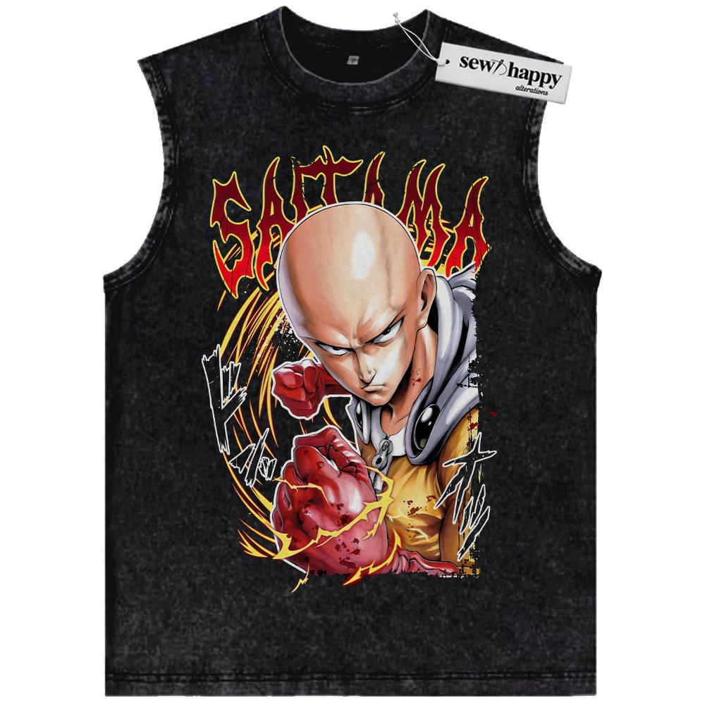 Wash Tank Top Saitama Tank Top, One Punch Man Tank Top, Anime Tank Top, Vintage Tank Top