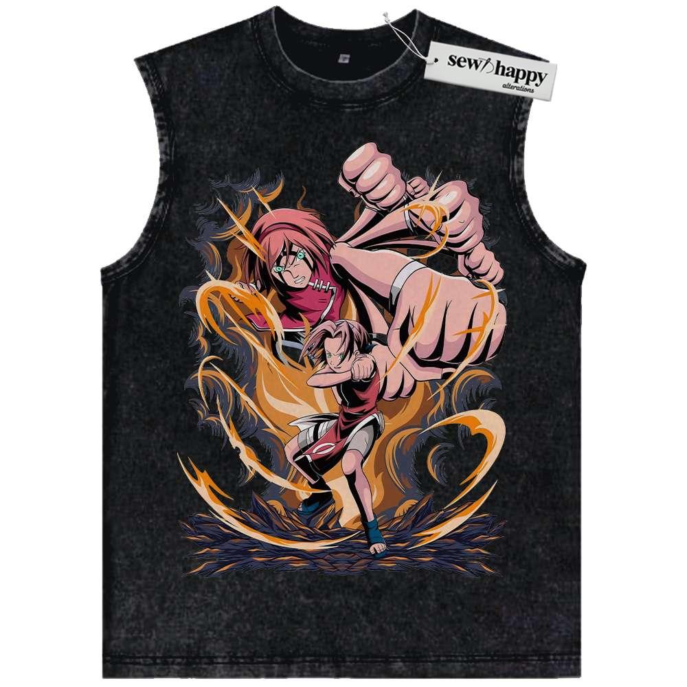 Wash Tank Top Sakura Haruno Tank Top, Naruto Tank Top, Anime Tank Top, Vintage Tank Top