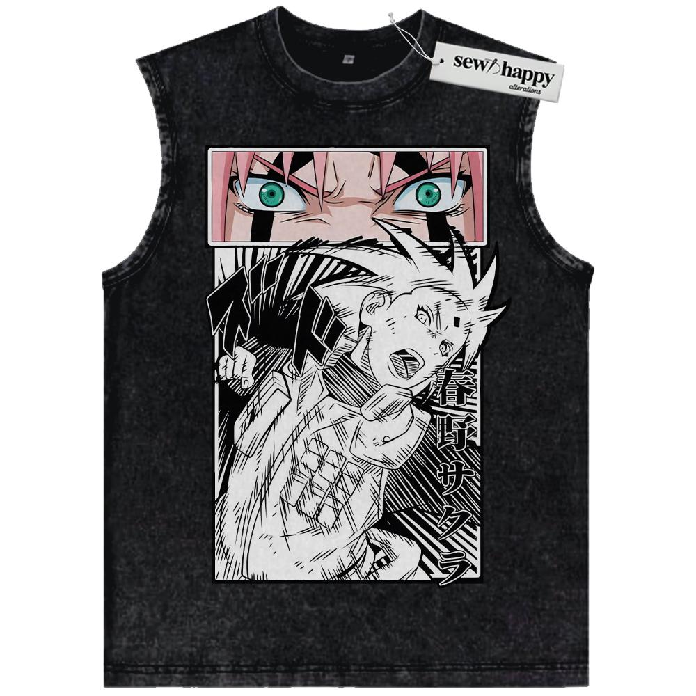 Wash Tank Top Sakura Haruno Tank Top, Naruto Tank Top, Anime Tank Top, Vintage Tank Top