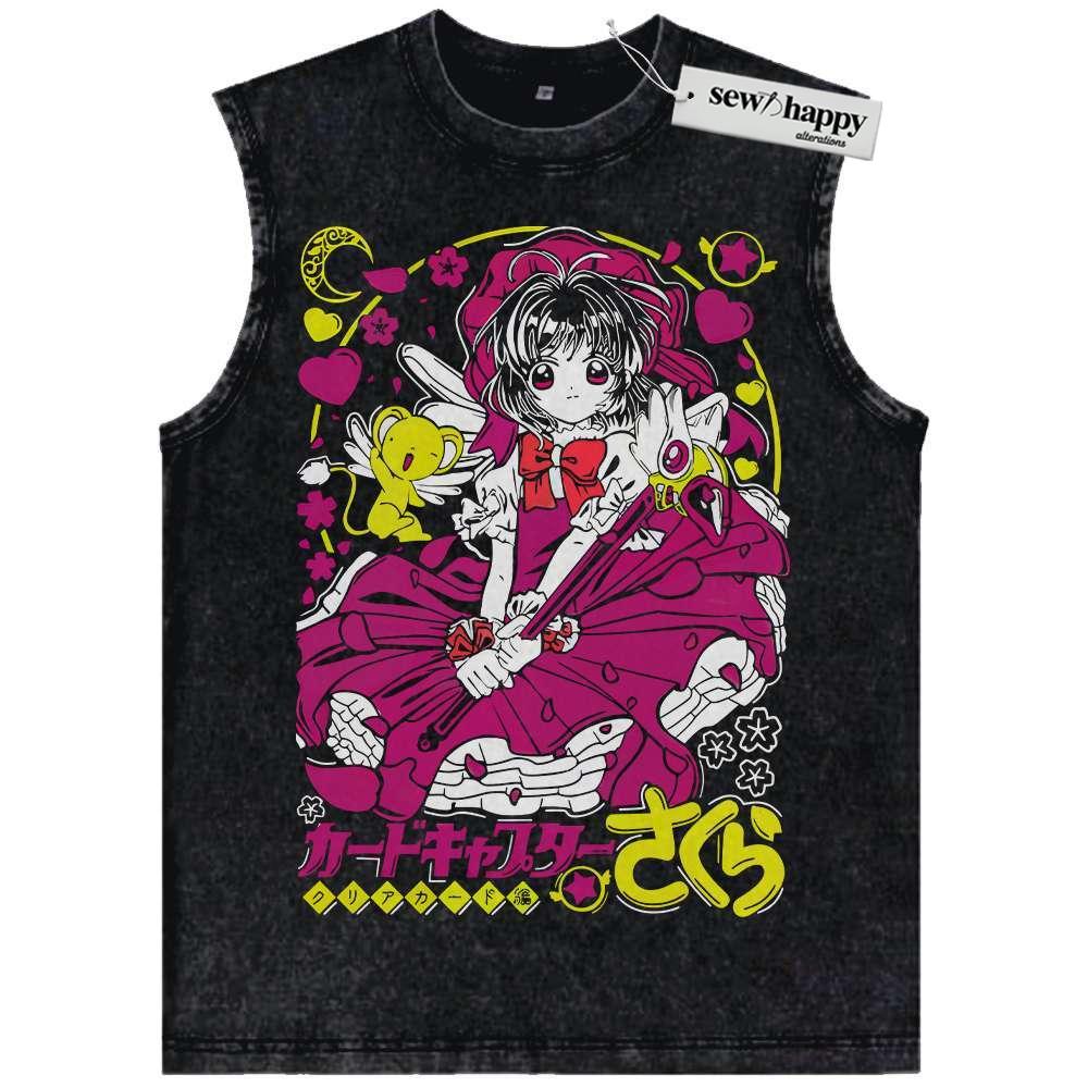 Wash Tank Top Sakura Kinomoto Tank Top, Cardcaptor Sakura Tank Top, Anime Tank Top, Vintage Tank Top