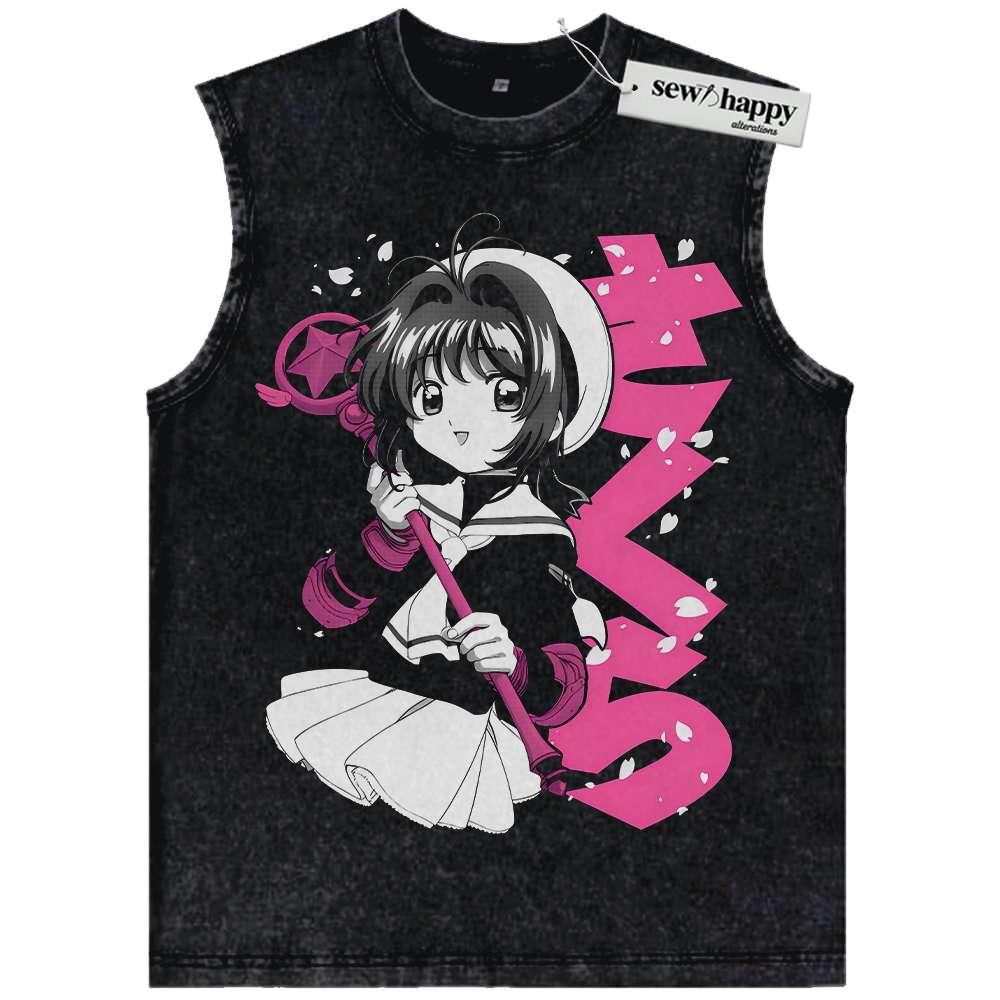 Wash Tank Top Sakura Kinomoto Tank Top, Cardcaptor Sakura Tank Top, Anime Tank Top, Vintage Tank Top