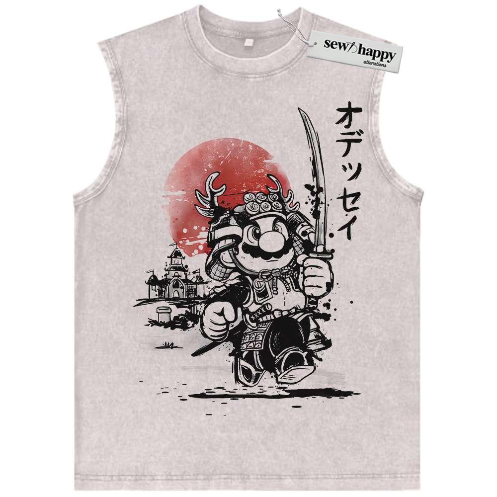 Wash Tank Top Samurai Super Mario Tank Top, Game Tank Top, Vintage Tank Top