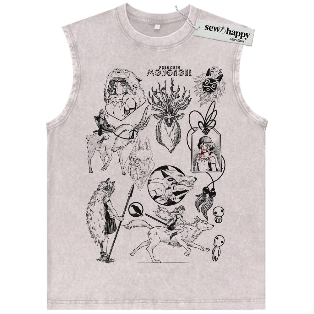 Wash Tank Top San and Moro Tank Top, Princess Mononoke Tank Top, Studio Ghibli Tank Top, Anime Tank Top, Vintage Tank Top