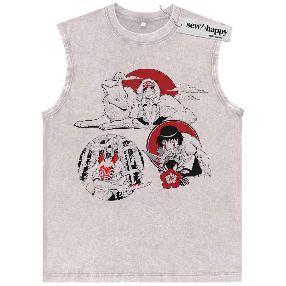 Wash Tank Top San Tank Top, Princess Mononoke Tank Top, Studio Ghibli Tank Top, Anime Tank Top, Vintage Tank Top