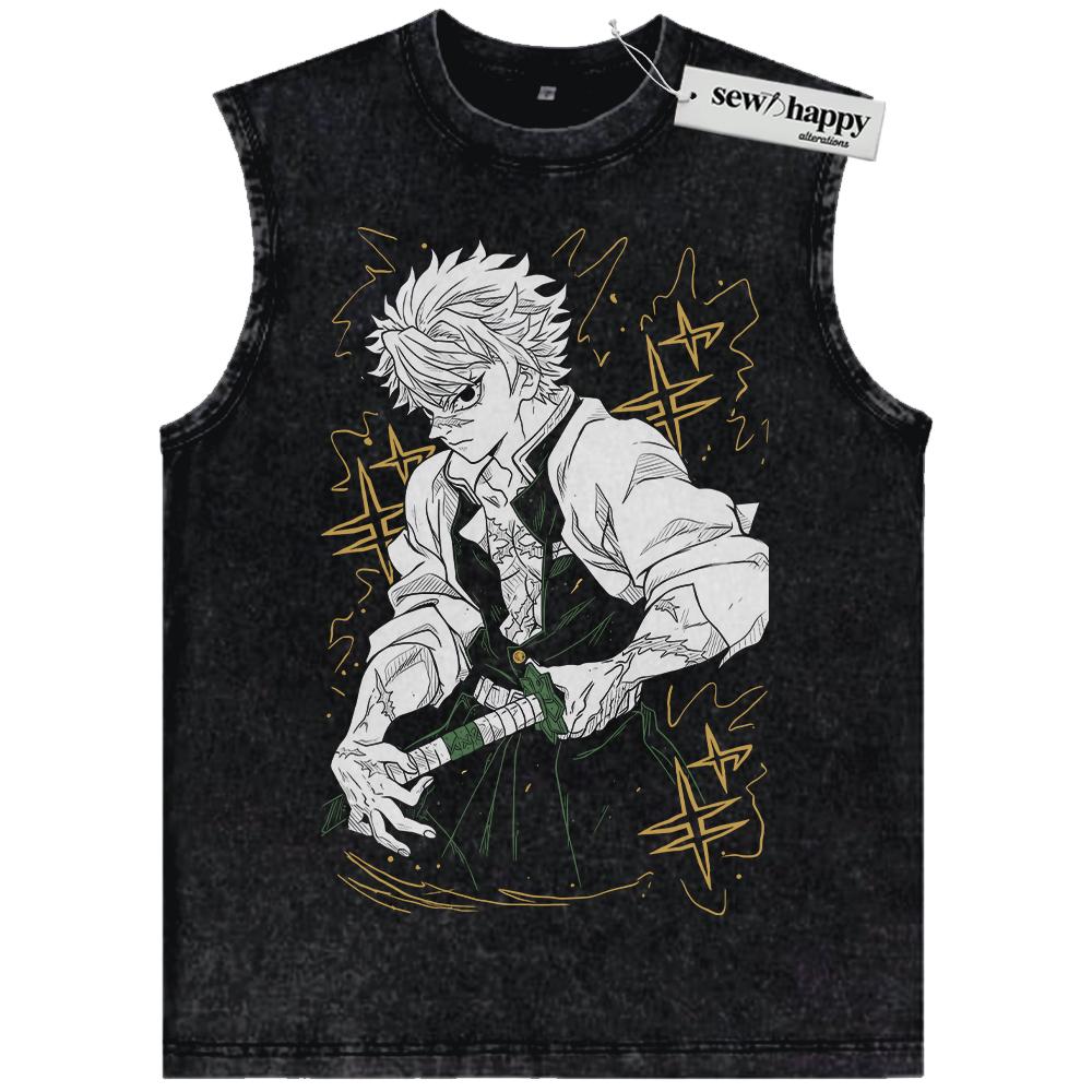 Wash Tank Top Sanemi Shinazugawa Tank Top, Demon Slayer Tank Top, Anime Tank Top, Vintage Tank Top