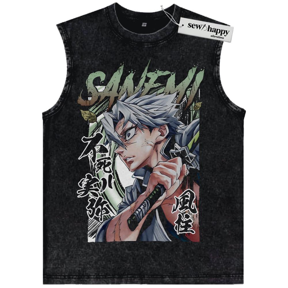 Wash Tank Top Sanemi Shinazugawa Tank Top, Demon Slayer Tank Top, Anime Tank Top, Vintage Tank Top