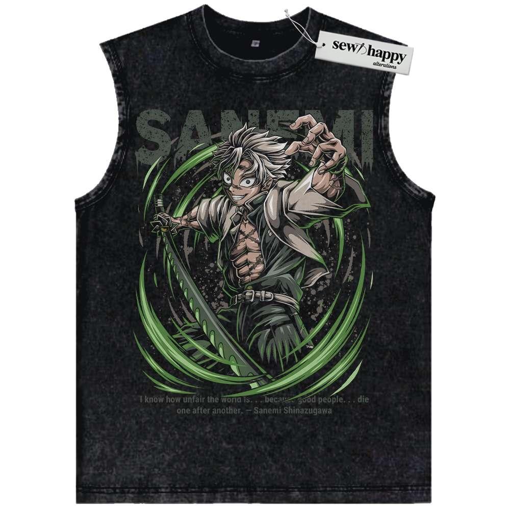 Wash Tank Top Sanemi Shinazugawa Tank Top, Demon Slayer Tank Top, Anime Tank Top, Vintage Tank Top