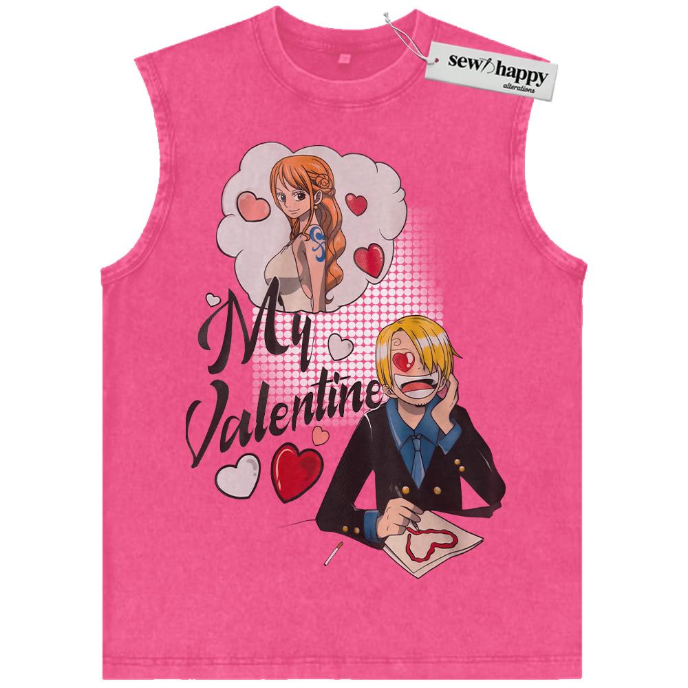 Wash Tank Top Sanji and Nami Tank Top, One Piece Tank Top, Valentine’s Day Tank Top, Anime Tank Top, Vintage Tank Top
