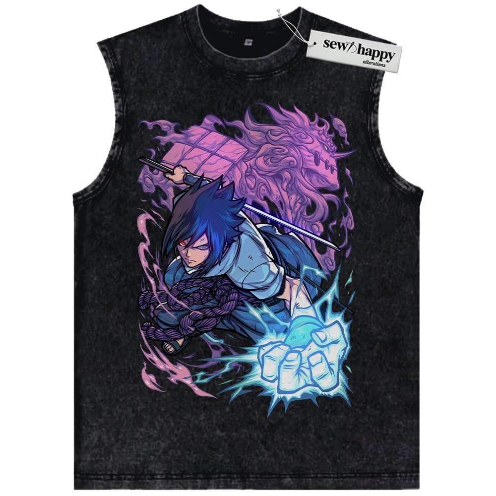 Wash Tank Top Sasuke Uchiha Tank Top, Naruto Tank Top, Anime Tank Top, Vintage Tank Top