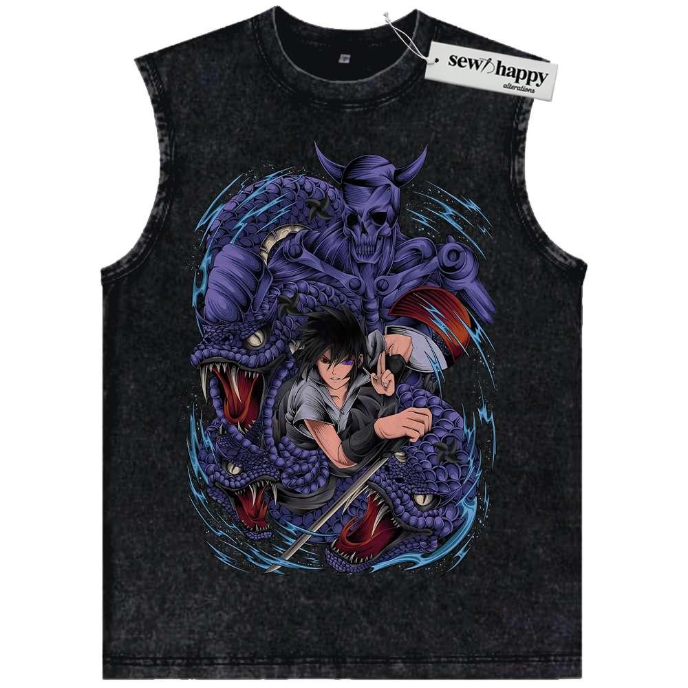Wash Tank Top Sasuke Uchiha Tank Top, Naruto Tank Top, Anime Tank Top, Vintage Tank Top
