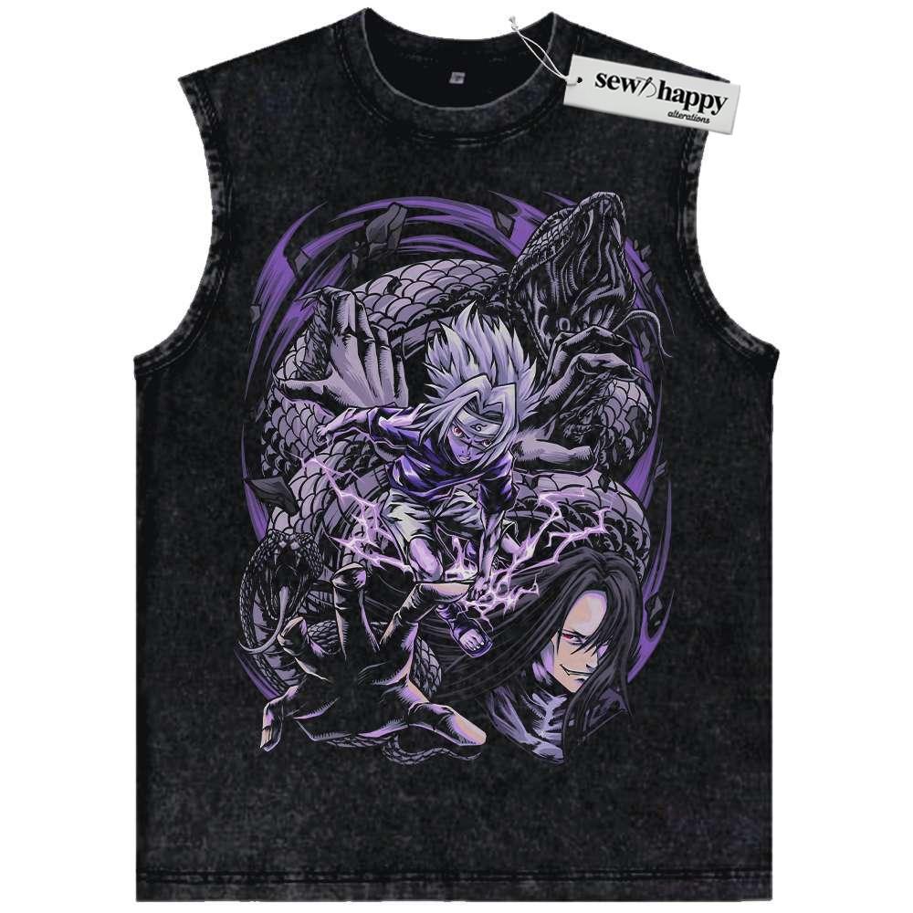 Wash Tank Top Sasuke Uchiha Tank Top, Naruto Tank Top, Anime Tank Top, Vintage Tank Top