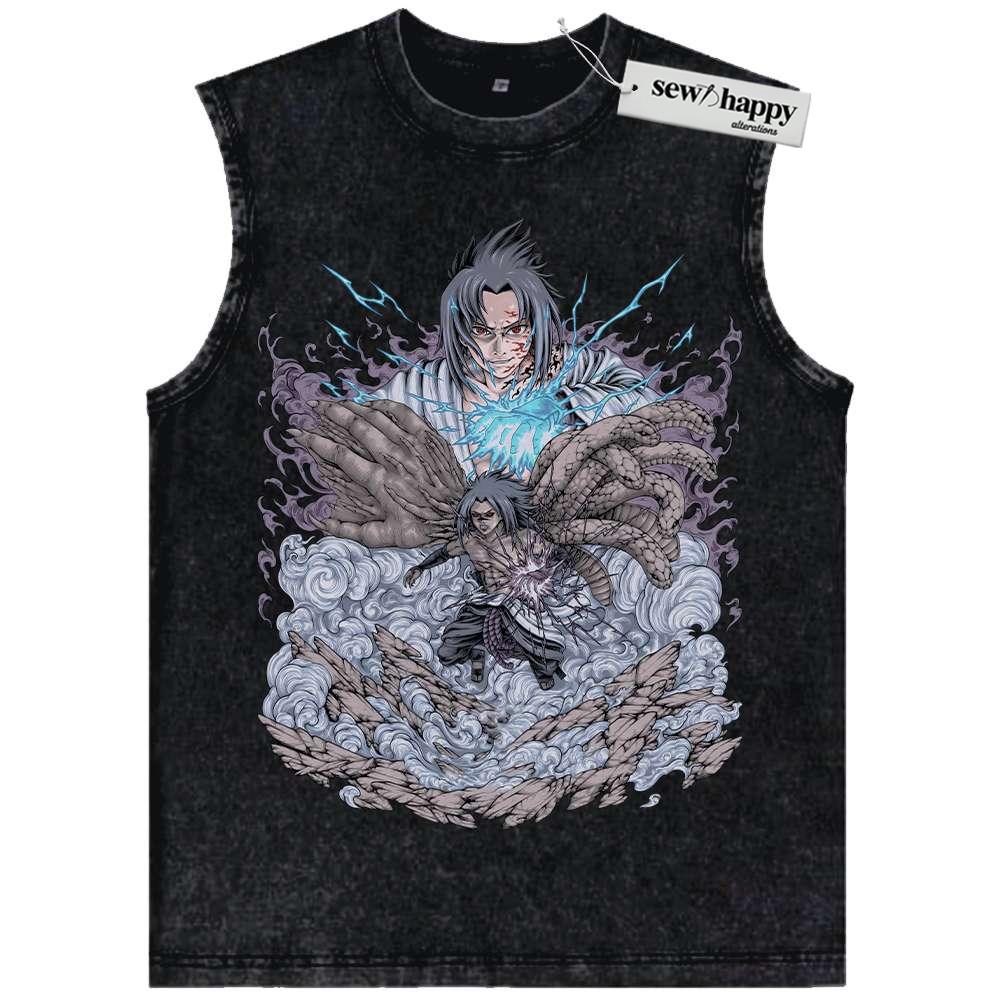 Wash Tank Top Sasuke Uchiha Tank Top, Naruto Tank Top, Anime Tank Top, Vintage Tank Top