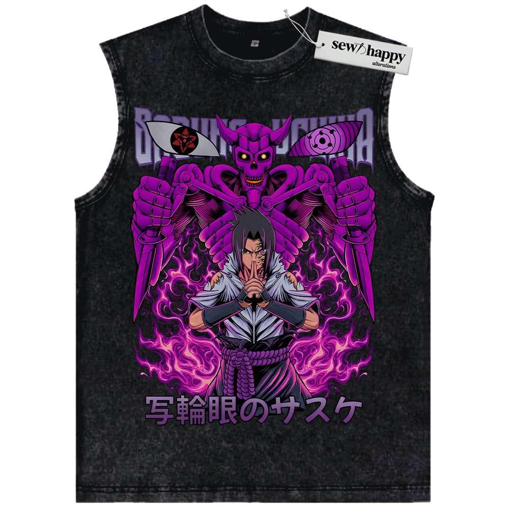 Wash Tank Top Sasuke Uchiha Tank Top, Naruto Tank Top, Anime Tank Top, Vintage Tank Top