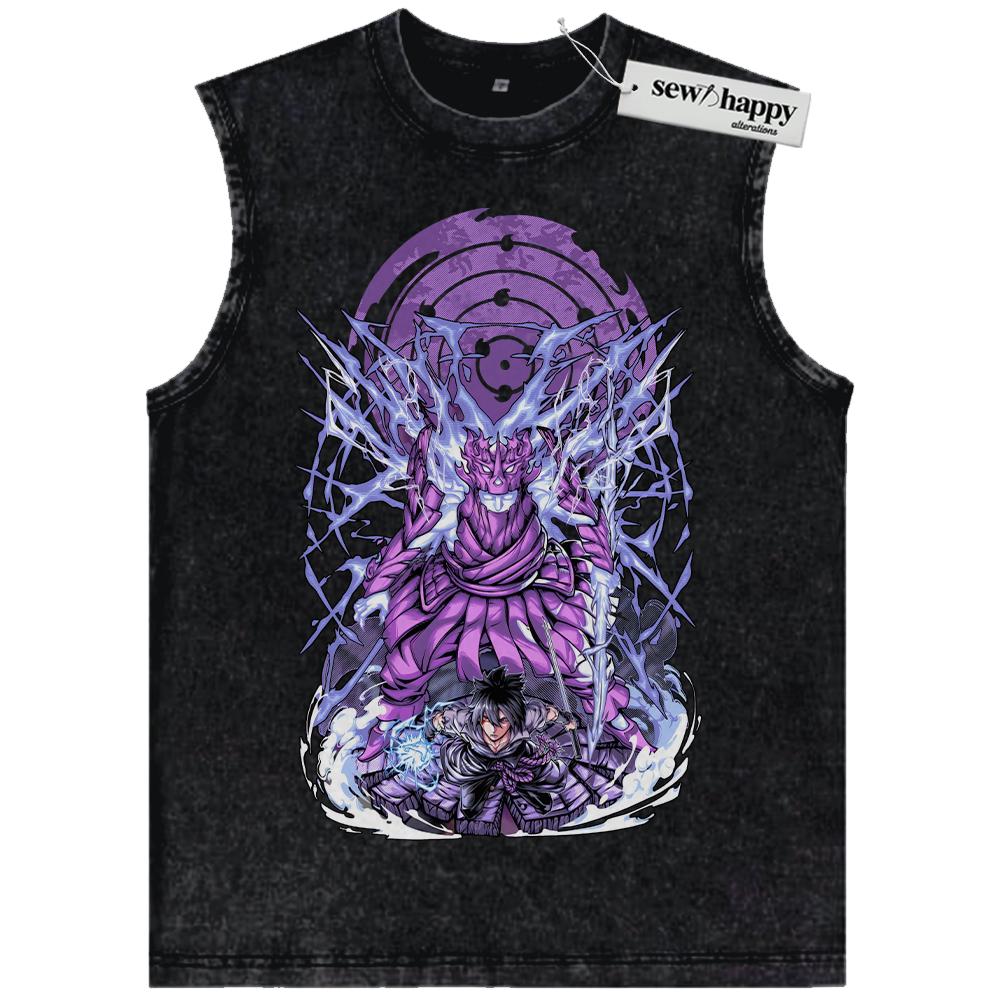 Wash Tank Top Sasuke Uchiha Tank Top, Naruto Tank Top, Anime Tank Top, Vintage Tank Top