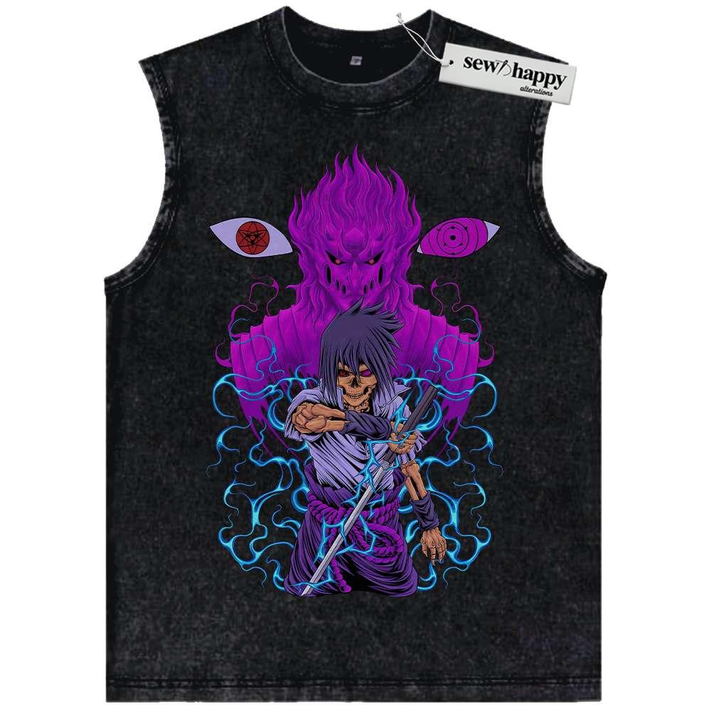 Wash Tank Top Sasuke Uchiha Tank Top, Naruto Tank Top, Anime Tank Top, Vintage Tank Top