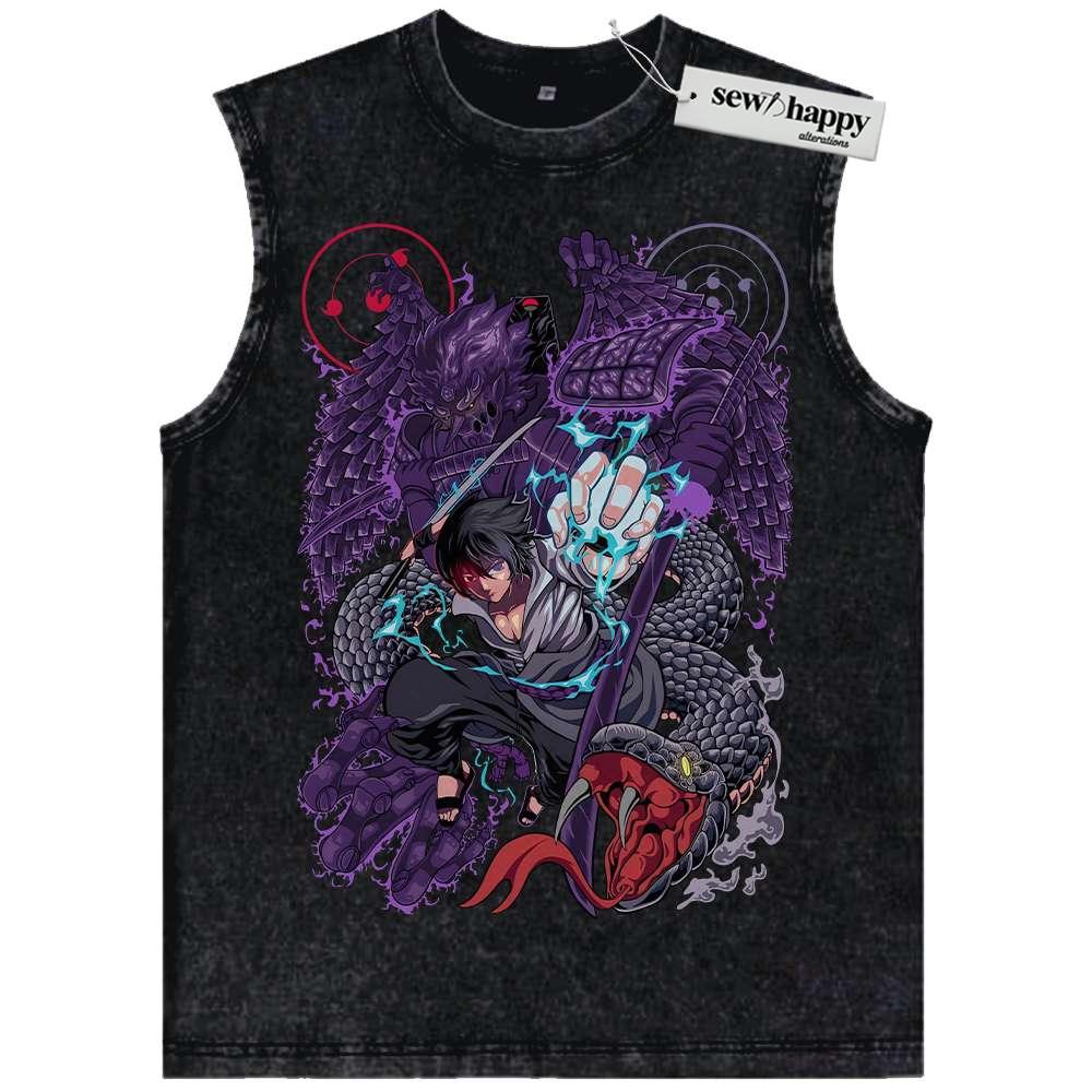 Wash Tank Top Sasuke Uchiha Tank Top, Naruto Tank Top, Anime Tank Top, Vintage Tank Top