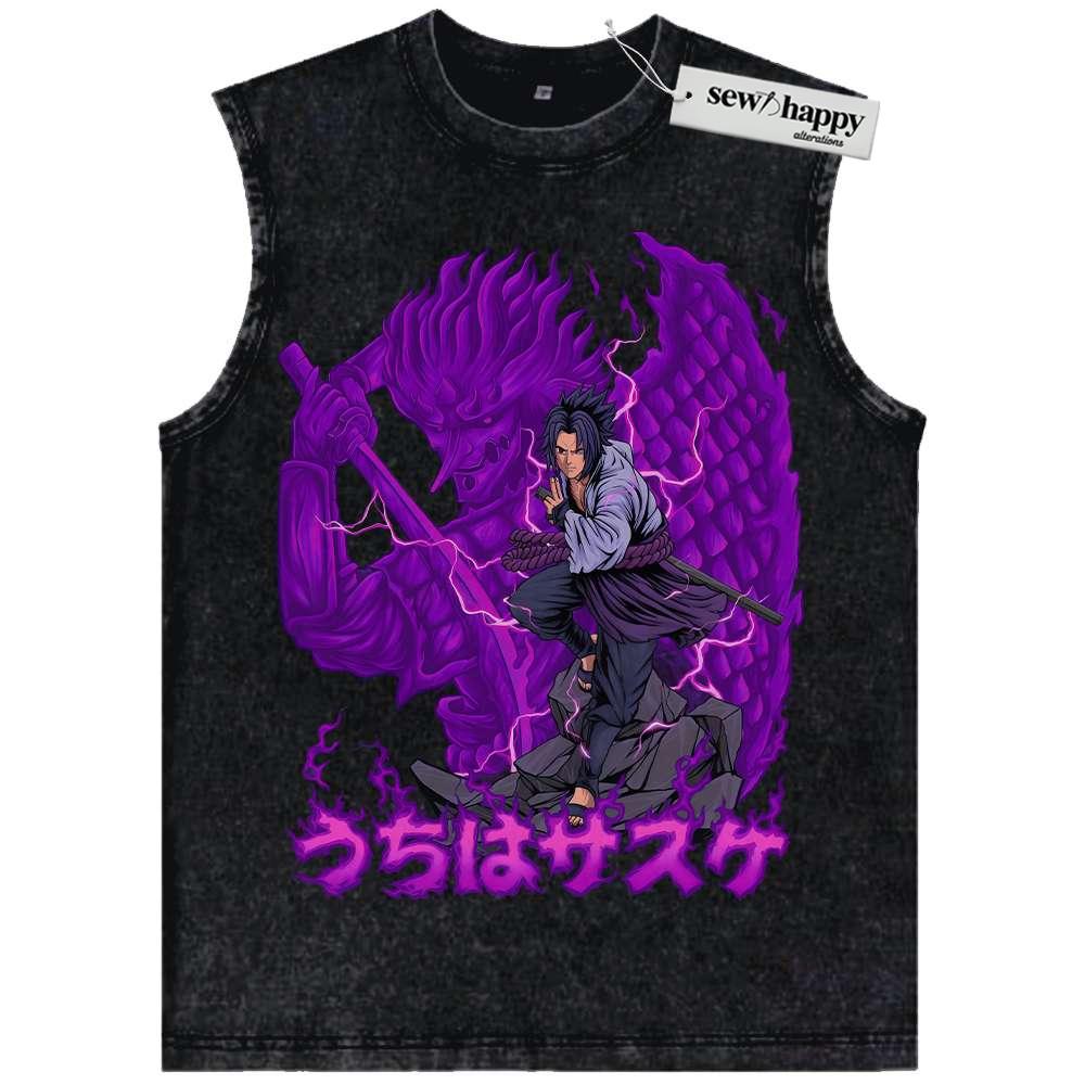 Wash Tank Top Sasuke Uchiha Tank Top, Naruto Tank Top, Anime Tank Top, Vintage Tank Top