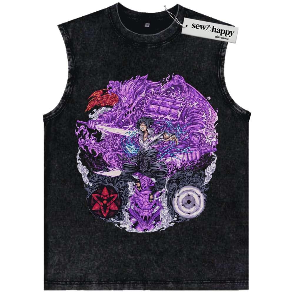 Wash Tank Top Sasuke Uchiha Tank Top, Naruto Tank Top, Anime Tank Top, Vintage Tank Top