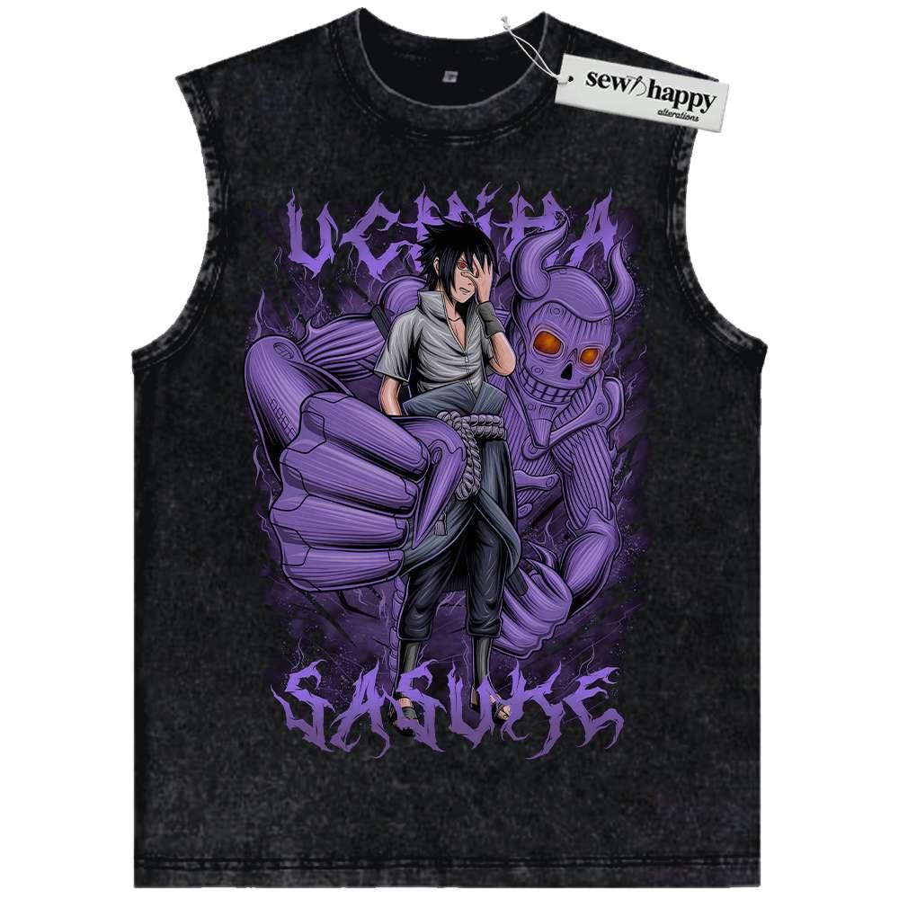 Wash Tank Top Sasuke Uchiha Tank Top, Naruto Tank Top, Anime Tank Top, Vintage Tank Top