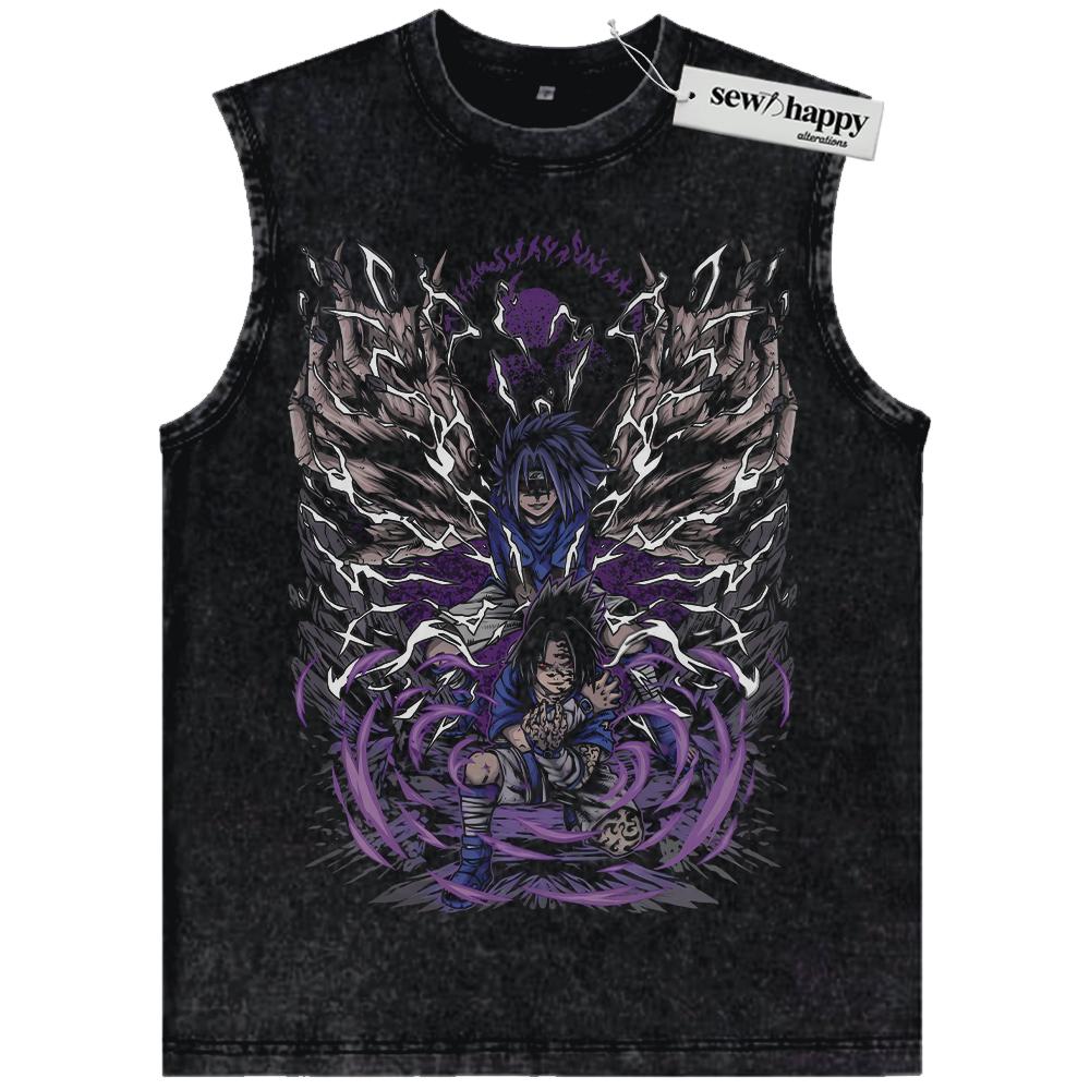Wash Tank Top Sasuke Uchiha Tank Top, Naruto Tank Top, Anime Tank Top, Vintage Tank Top