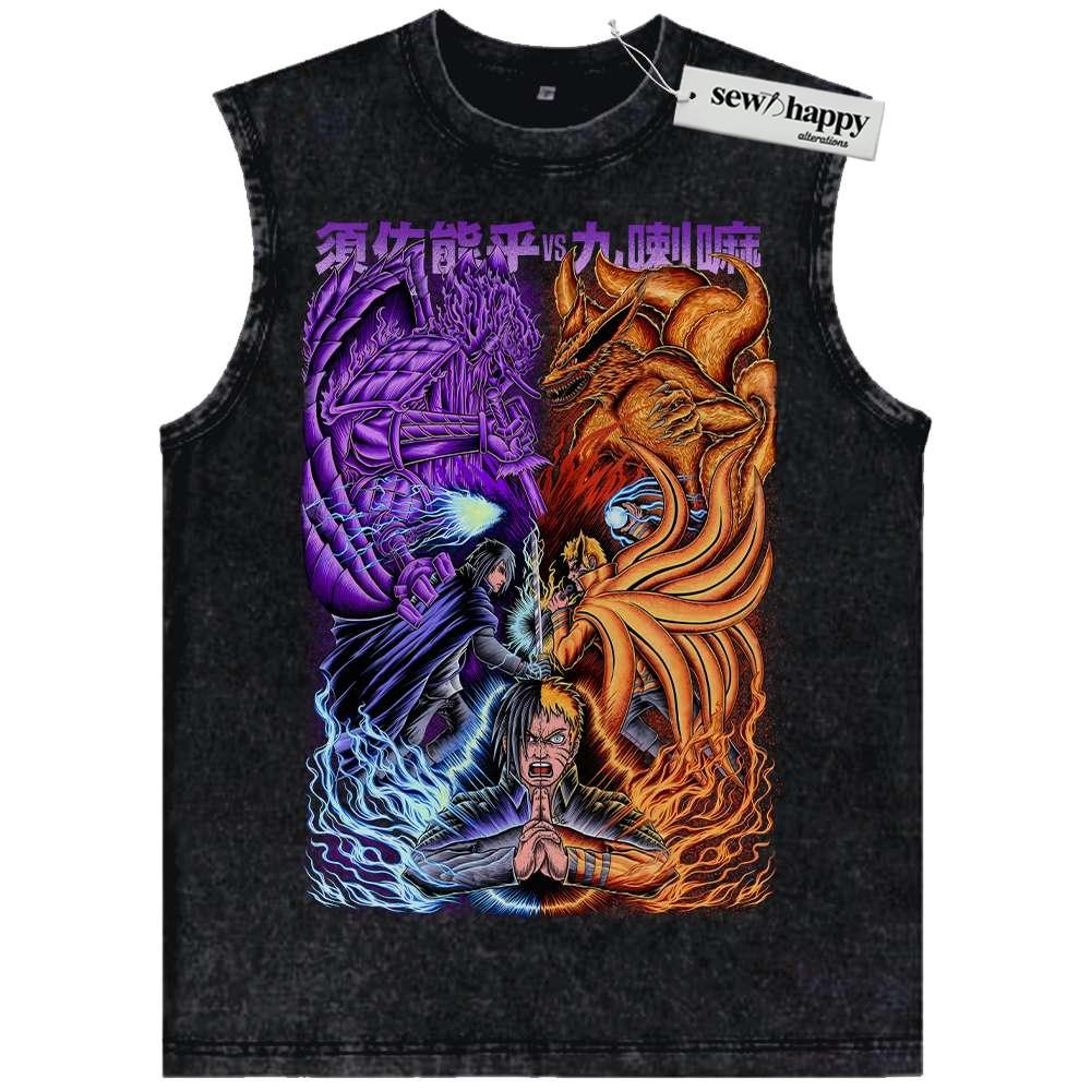 Wash Tank Top Sasuke Uchiha Tank Top, Naruto Tank Top, Anime Tank Top, Vintage Tank Top