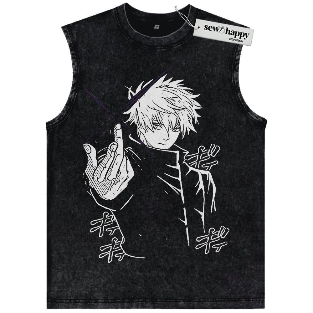 Wash Tank Top Satoru Gojo Tank Top, Jujutsu Kaisen Tank Top, Anime Tank Top, Vintage Tank Top