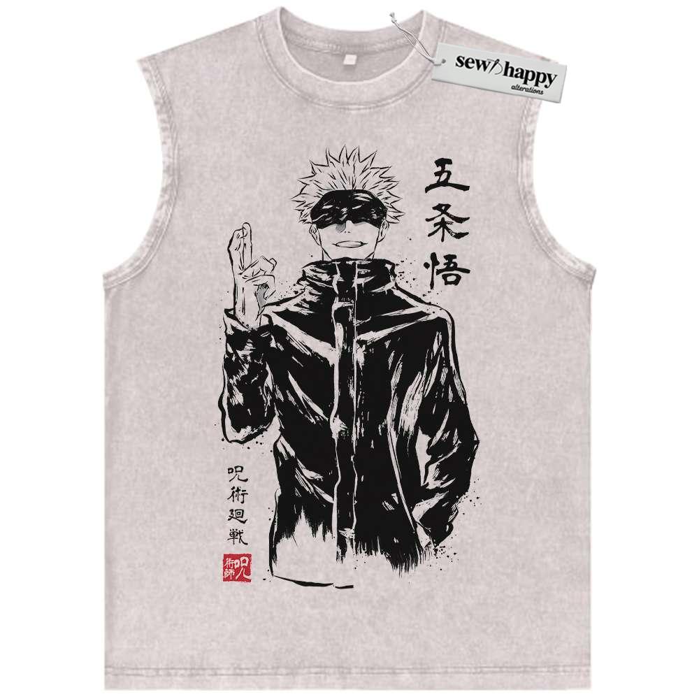 Wash Tank Top Satoru Gojo Tank Top, Jujutsu Kaisen Tank Top, Anime Tank Top, Vintage Tank Top
