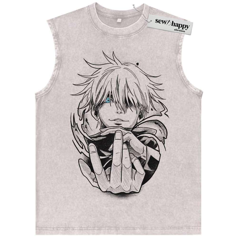Wash Tank Top Satoru Gojo Tank Top, Jujutsu Kaisen Tank Top, Anime Tank Top, Vintage Tank Top