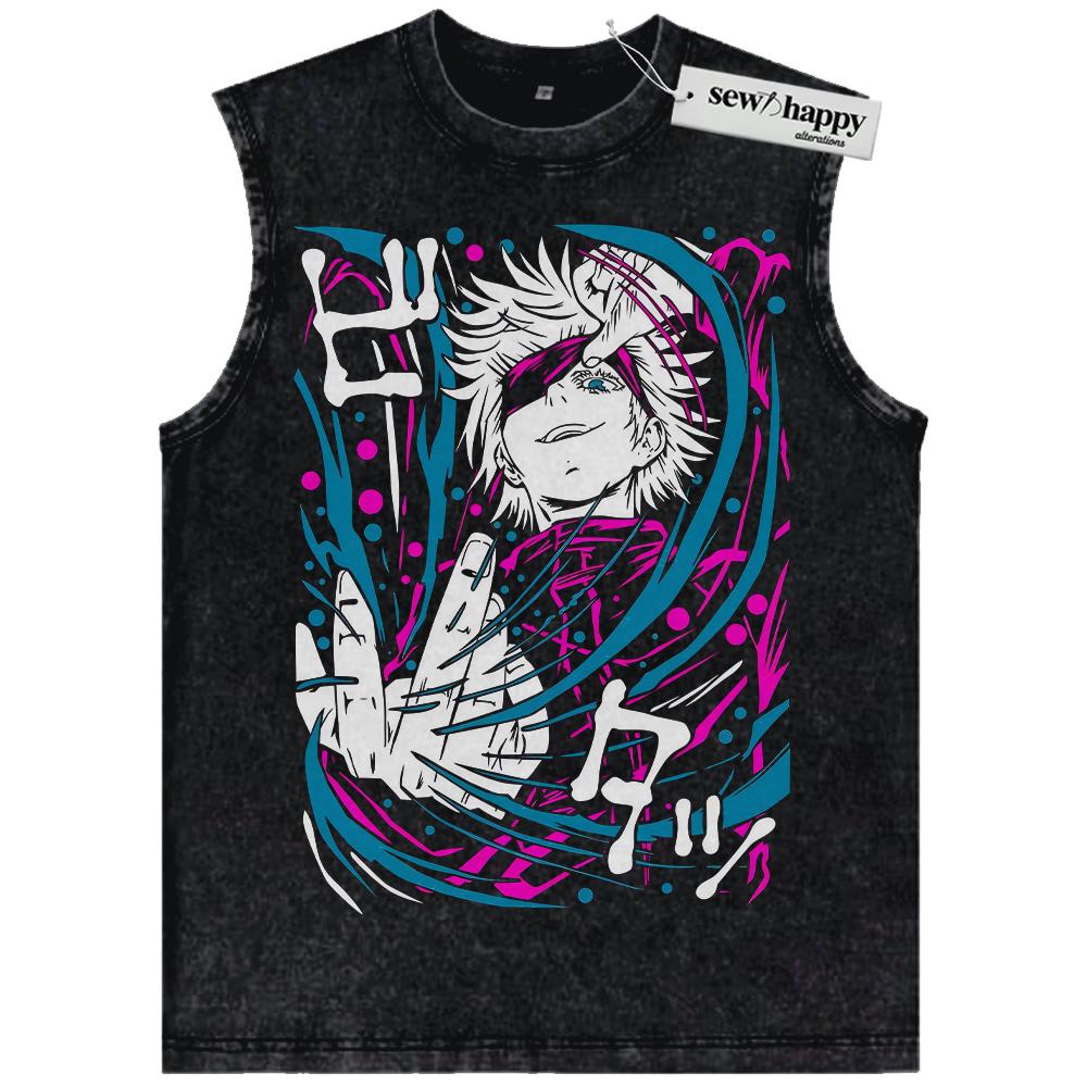 Wash Tank Top Satoru Gojo Tank Top, Jujutsu Kaisen Tank Top, Anime Tank Top, Vintage Tank Top