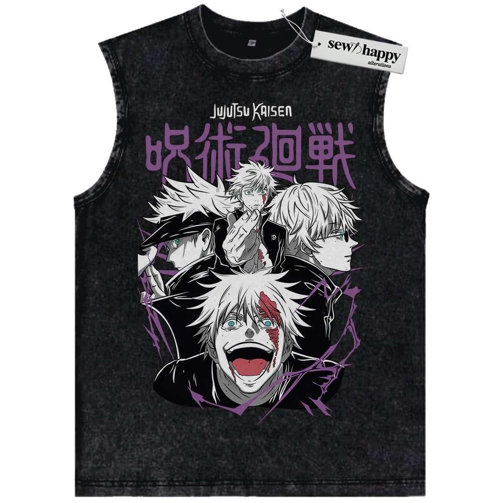 Wash Tank Top Satoru Gojo Tank Top, Jujutsu Kaisen Tank Top, Anime Tank Top, Vintage Tank Top