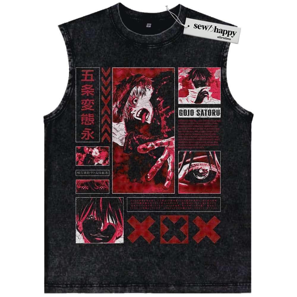 Wash Tank Top Satoru Gojo Tank Top, Jujutsu Kaisen Tank Top, Anime Tank Top, Vintage Tank Top