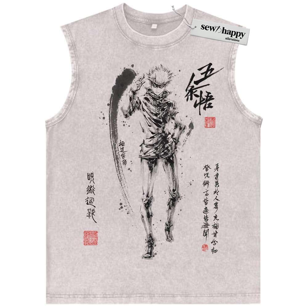 Wash Tank Top Satoru Gojo Tank Top, Jujutsu Kaisen Tank Top, Anime Tank Top, Vintage Tank Top