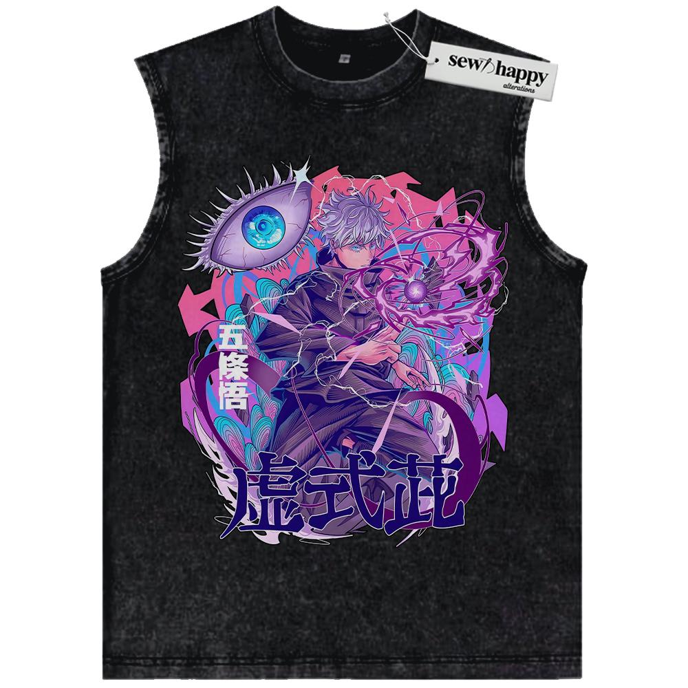 Wash Tank Top Satoru Gojo Tank Top, Jujutsu Kaisen Tank Top, Anime Tank Top, Vintage Tank Top