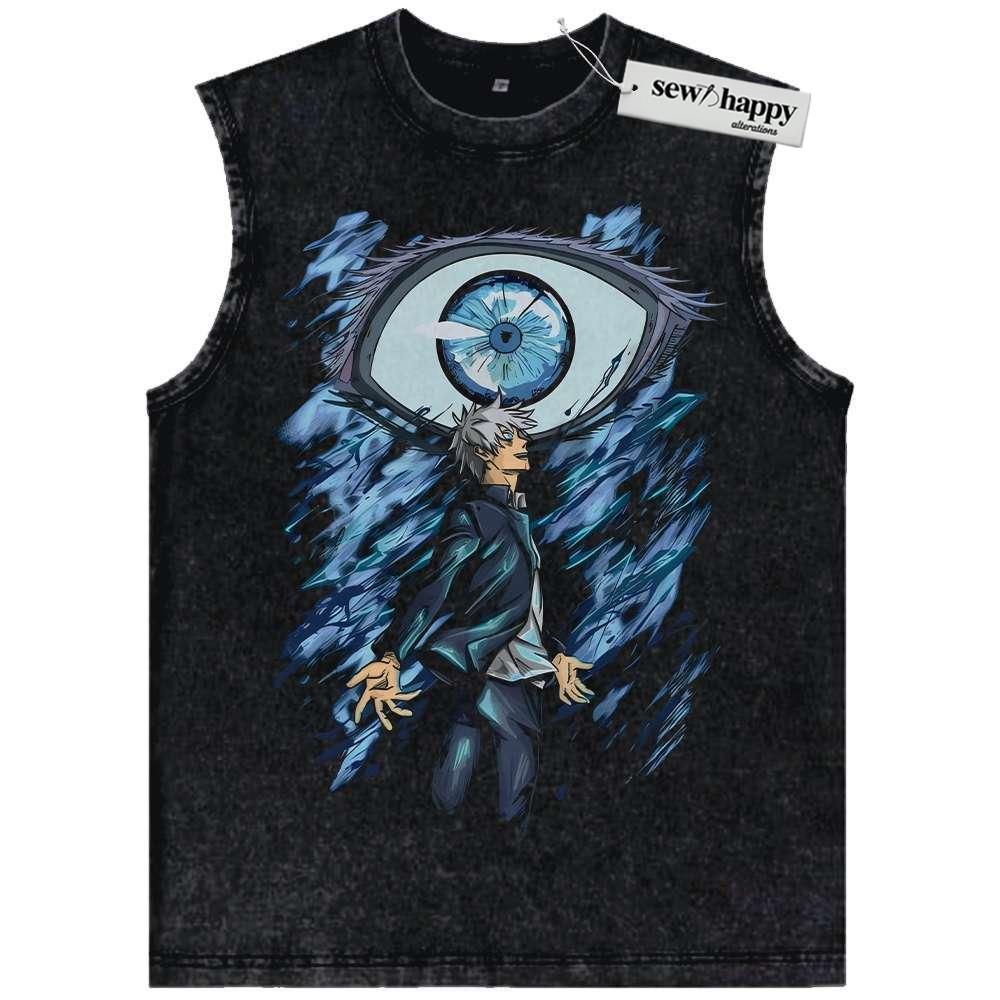 Wash Tank Top Satoru Gojo Tank Top, Jujutsu Kaisen Tank Top, Anime Tank Top, Vintage Tank Top