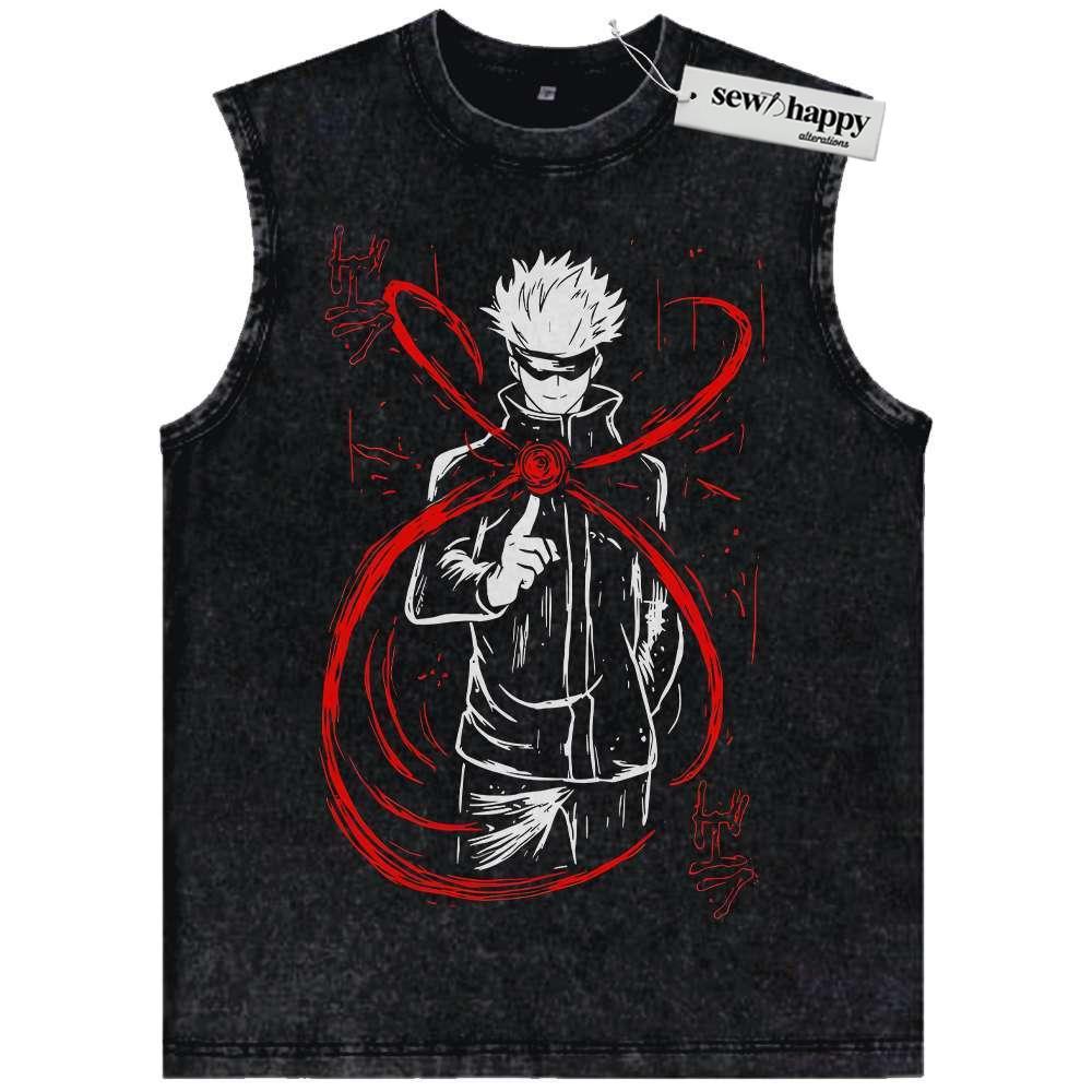 Wash Tank Top Satoru Gojo Tank Top, Jujutsu Kaisen Tank Top, Anime Tank Top, Vintage Tank Top