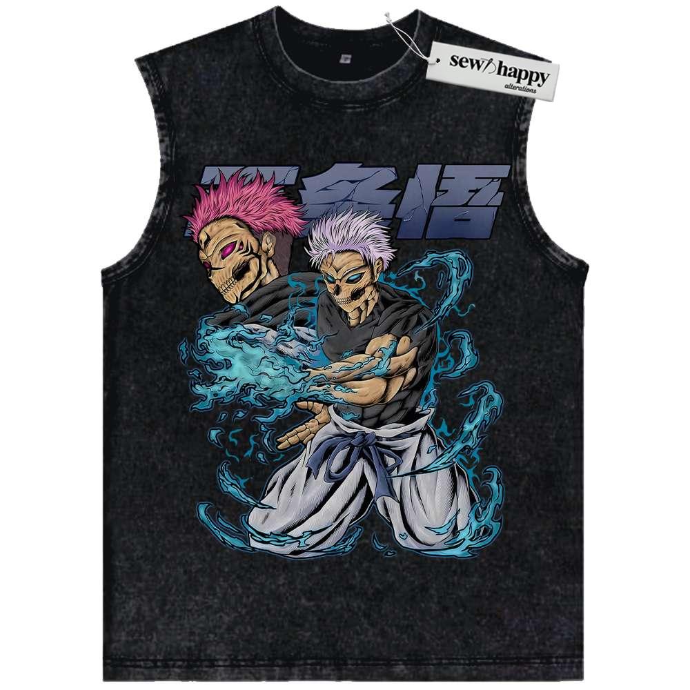 Wash Tank Top Satoru Gojo Tank Top, Sukuna Tank Top, Jujutsu Kaisen Tank Top, Anime Tank Top, Vintage Tank Top