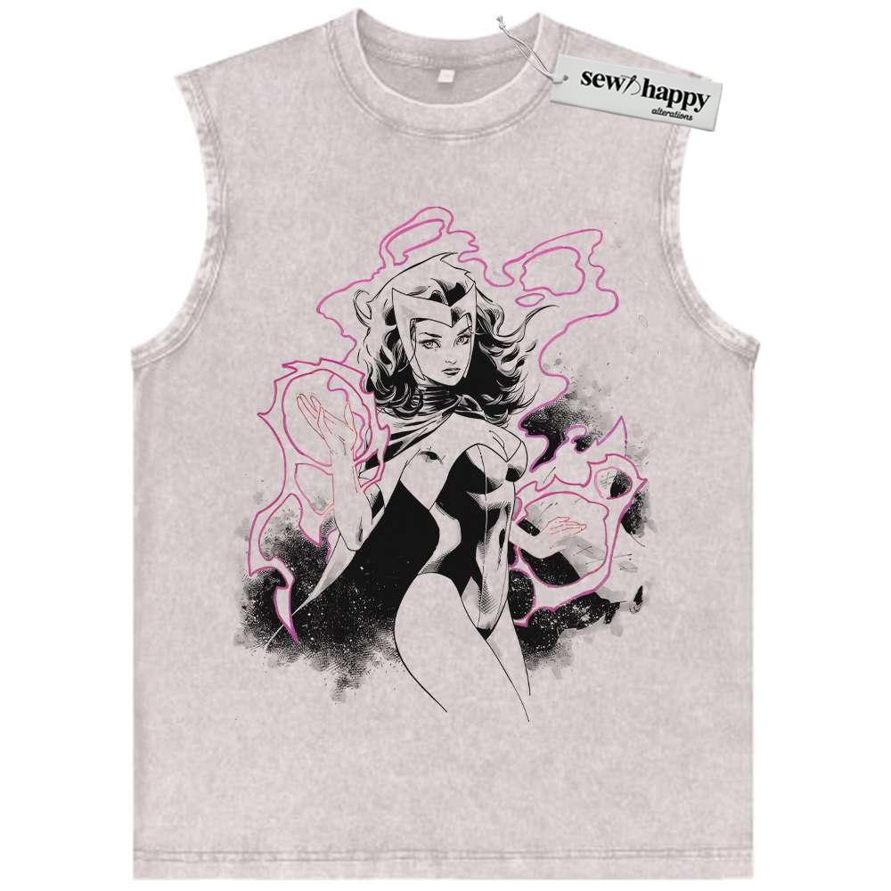 Wash Tank Top Scarlet Witch Tank Top, Wanda Maximoff Tank Top, Marvel Comics Tank Top, Vintage Tank Top