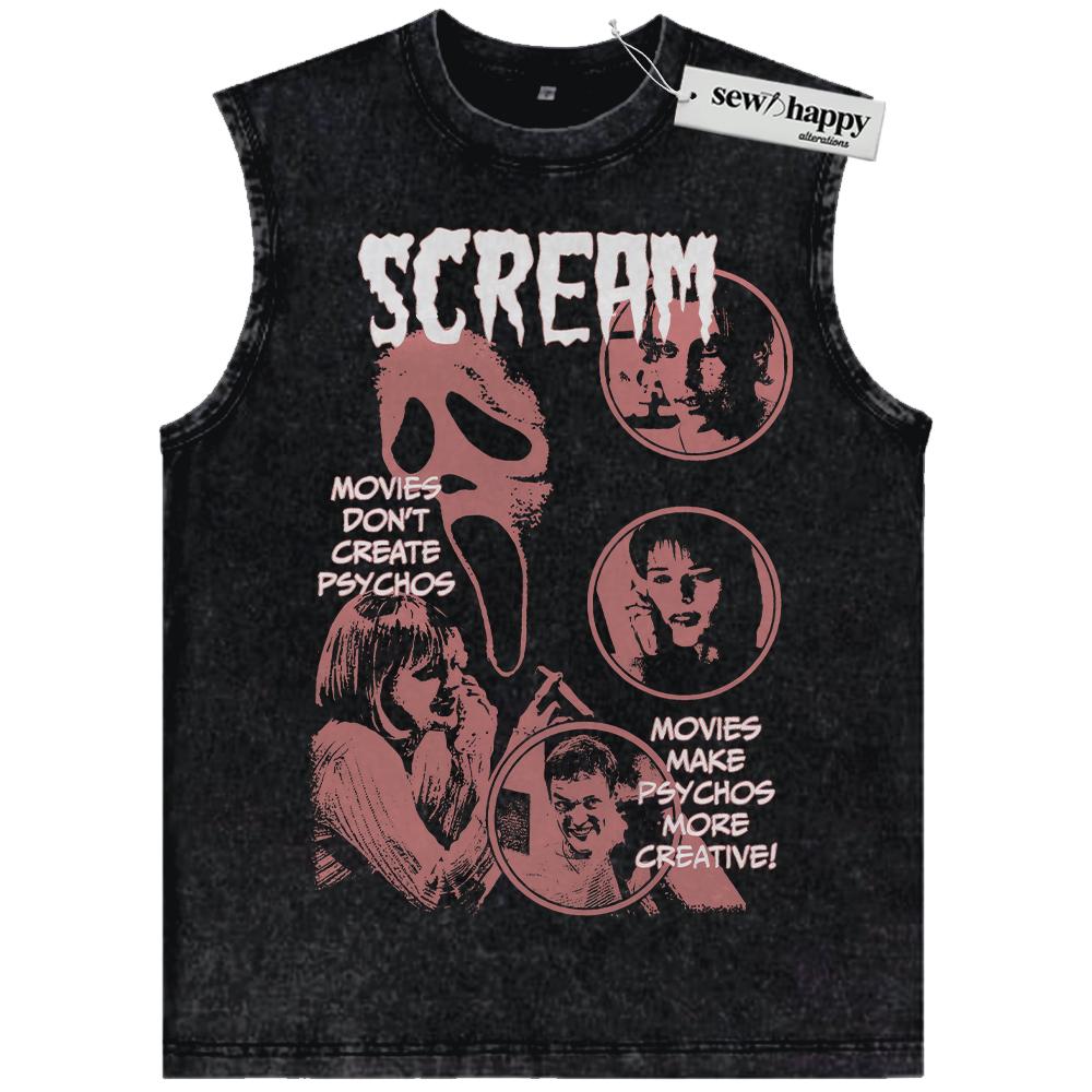 Wash Tank Top Scream Tank Top, Halloween Tank Top, Horror Movie Tank Top, Vintage Tank Top
