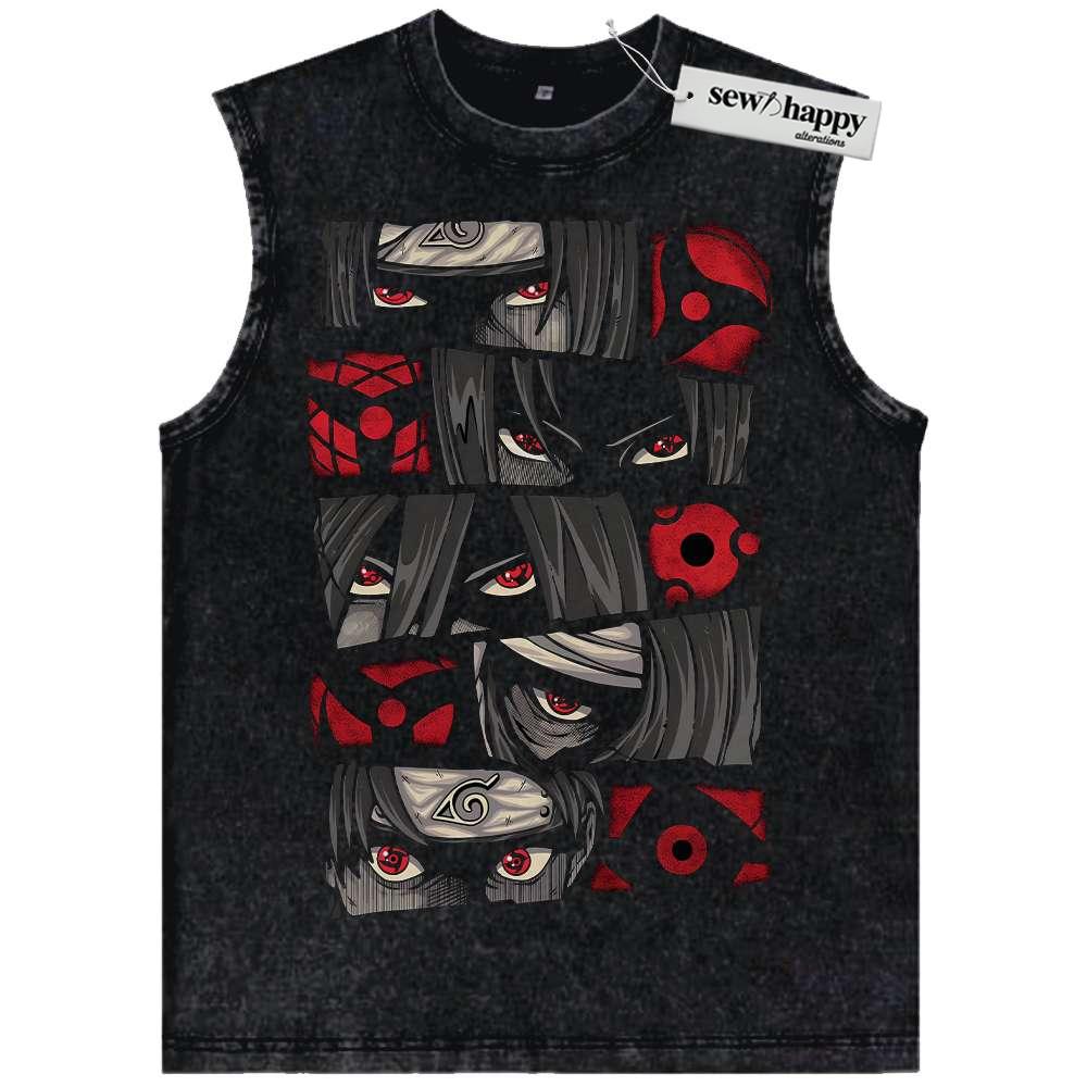 Wash Tank Top Sharingan Tank Top, Naruto Tank Top, Anime Tank Top, Vintage Tank Top