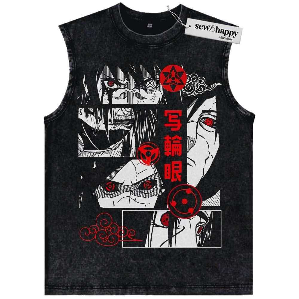 Wash Tank Top Sharingan Tank Top, Naruto Tank Top, Anime Tank Top, Vintage Tank Top