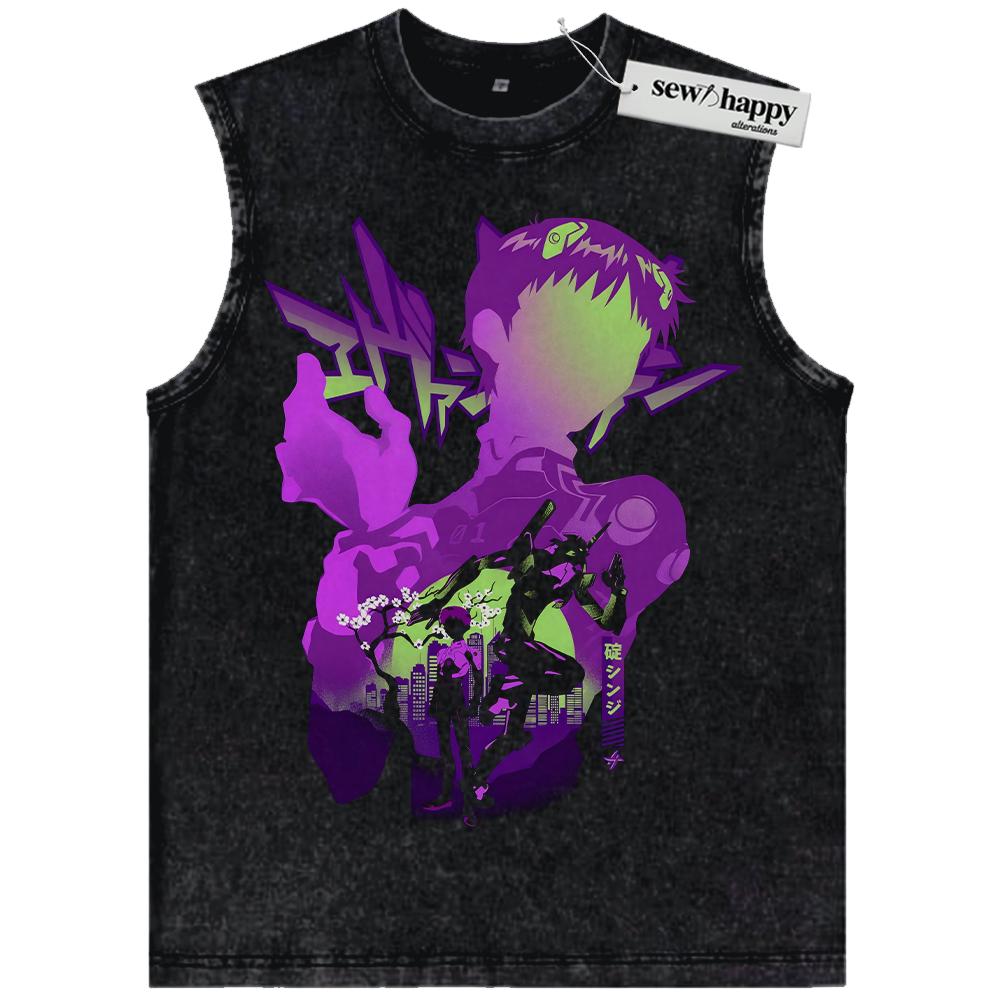 Wash Tank Top Shinji Ikari Tank Top, Neon Genesis Evangelion Tank Top, Anime Tank Top, Vintage Tank Top