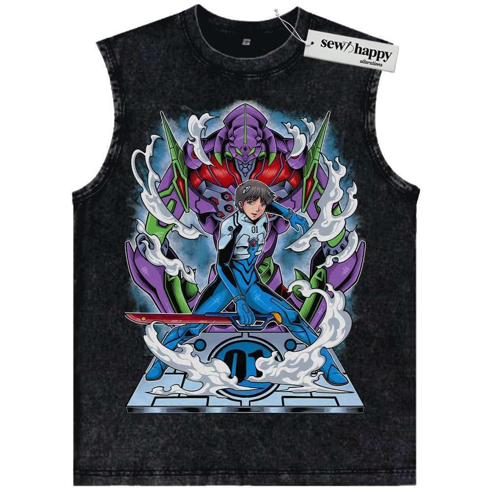 Wash Tank Top Shinji Ikari Tank Top, Neon Genesis Evangelion Tank Top, Anime Tank Top, Vintage Tank Top
