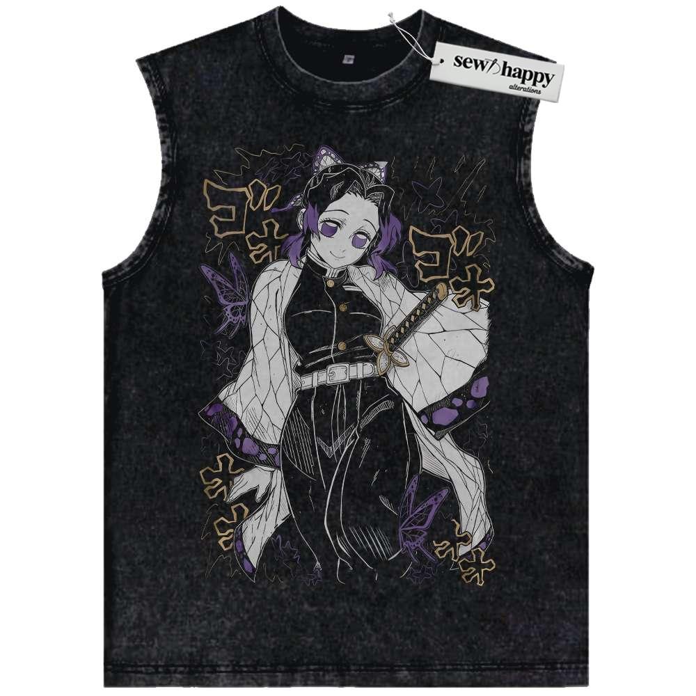 Wash Tank Top Shinobu Kocho Tank Top, Demon Slayer Tank Top, Anime Tank Top, Vintage Tank Top
