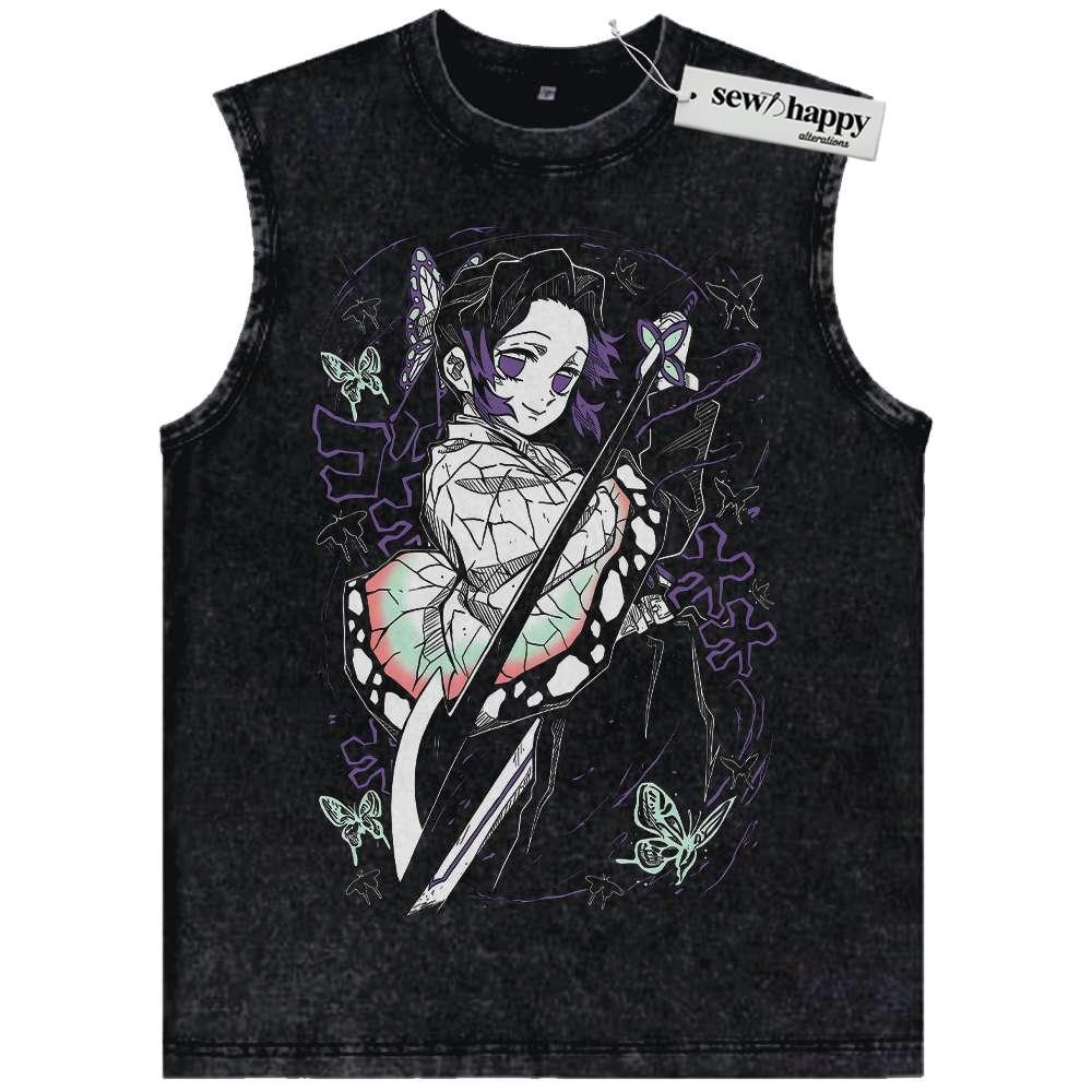 Wash Tank Top Shinobu Kocho Tank Top, Demon Slayer Tank Top, Anime Tank Top, Vintage Tank Top