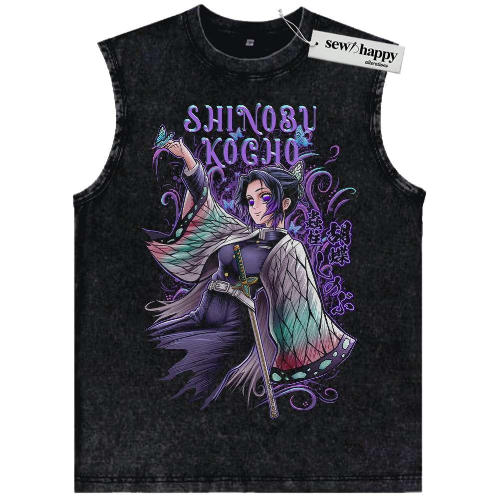 Wash Tank Top Shinobu Kocho Tank Top, Demon Slayer Tank Top, Anime Tank Top, Vintage Tank Top