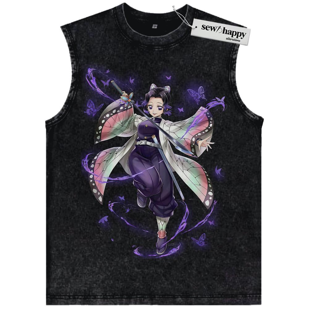 Wash Tank Top Shinobu Kocho Tank Top, Demon Slayer Tank Top, Anime Tank Top, Vintage Tank Top