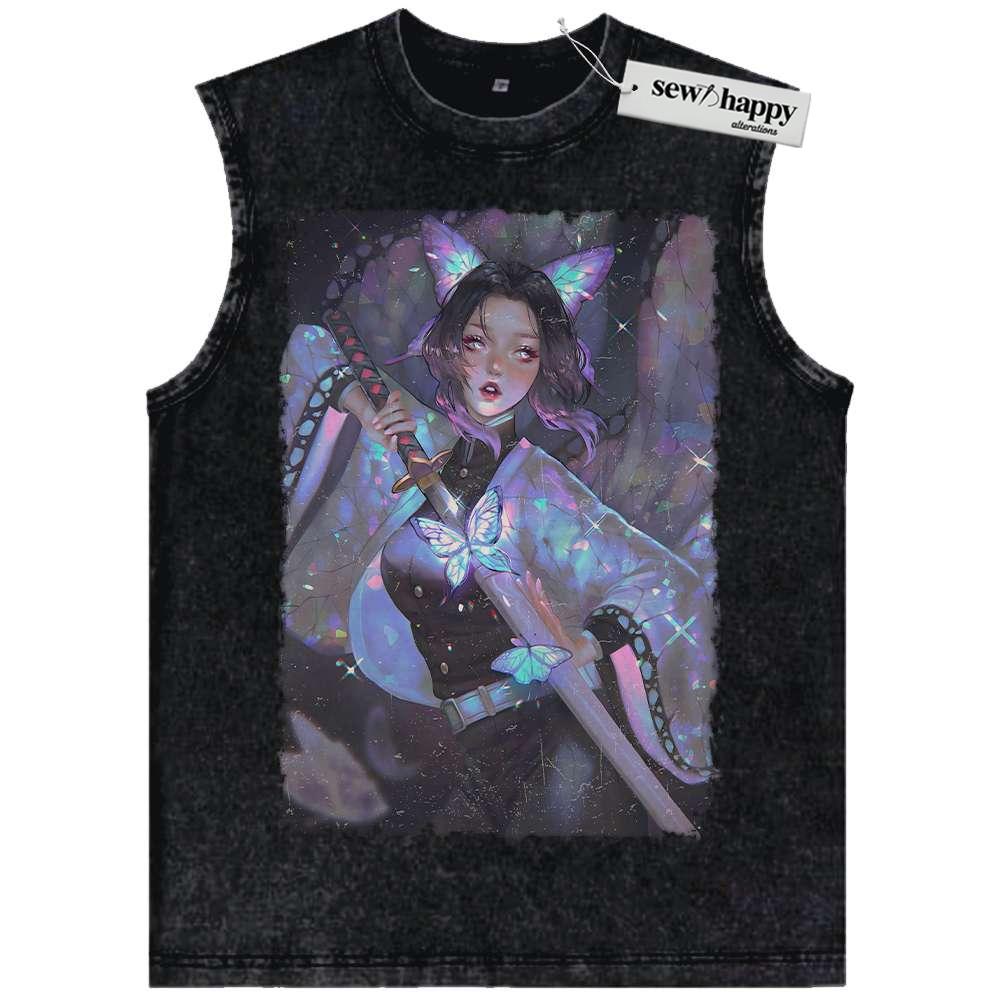 Wash Tank Top Shinobu Kocho Tank Top, Demon Slayer Tank Top, Anime Tank Top, Vintage Tank Top